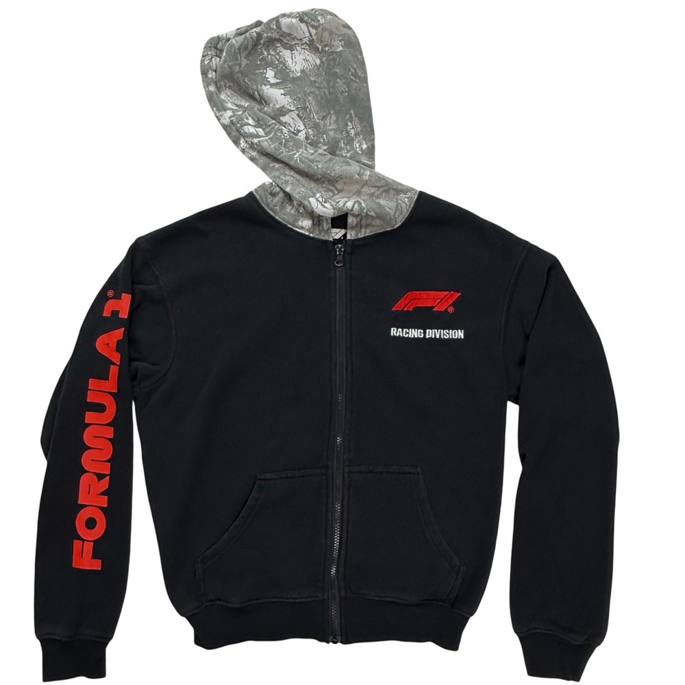 Formula 1 Racing Division‎ Full Zip Hoodie Black Camo Hood XXS Hybrid Apparel